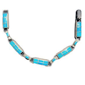 Woman’s SS inlaid, turquoise bracelet